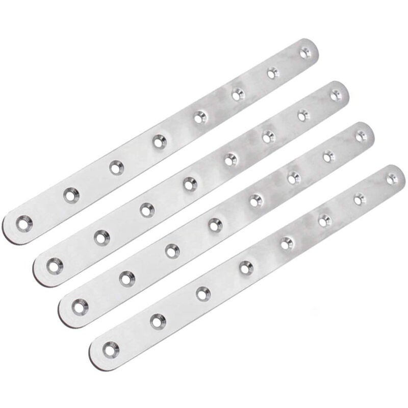 Płytki łączące ze stali nierdzewnej 4 sztuki Płaskie kątowniki Wytrzymałe wsporniki do naprawy Połączenie Mocowanie Mebli 244x19x2.5mm