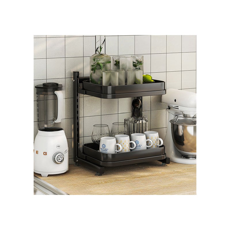 Praktyczna półka kuchenna - czarna + czarna półka, regulowana wysokość, odporna na korozję, duża nośność, 34,2*27,5*39 cm