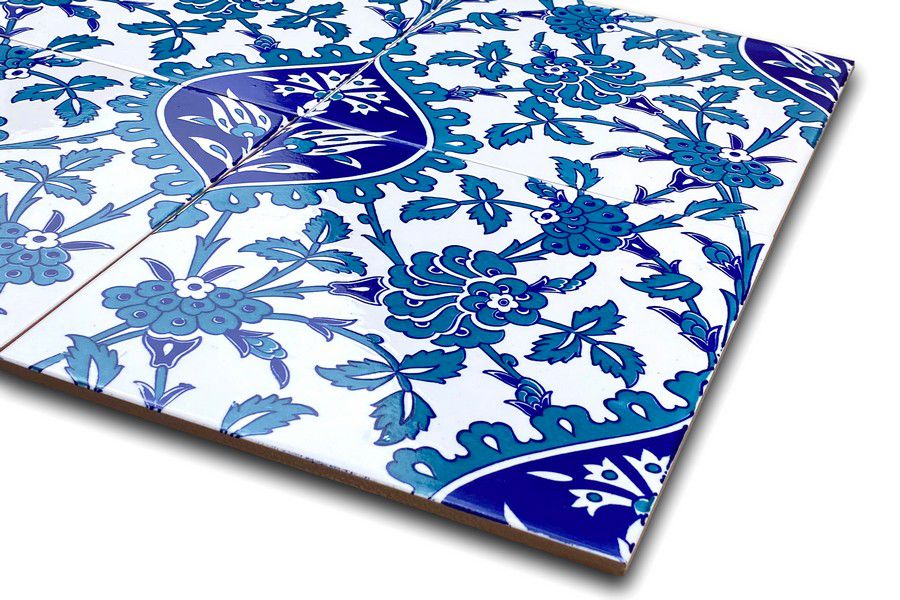 Cerames- Erol, piastrelle in ceramica Iznik 20 x 20 cm, confezione da 12 pezzi (0,48 m2) | Piastrelle in ceramica con motivi orientali - 7