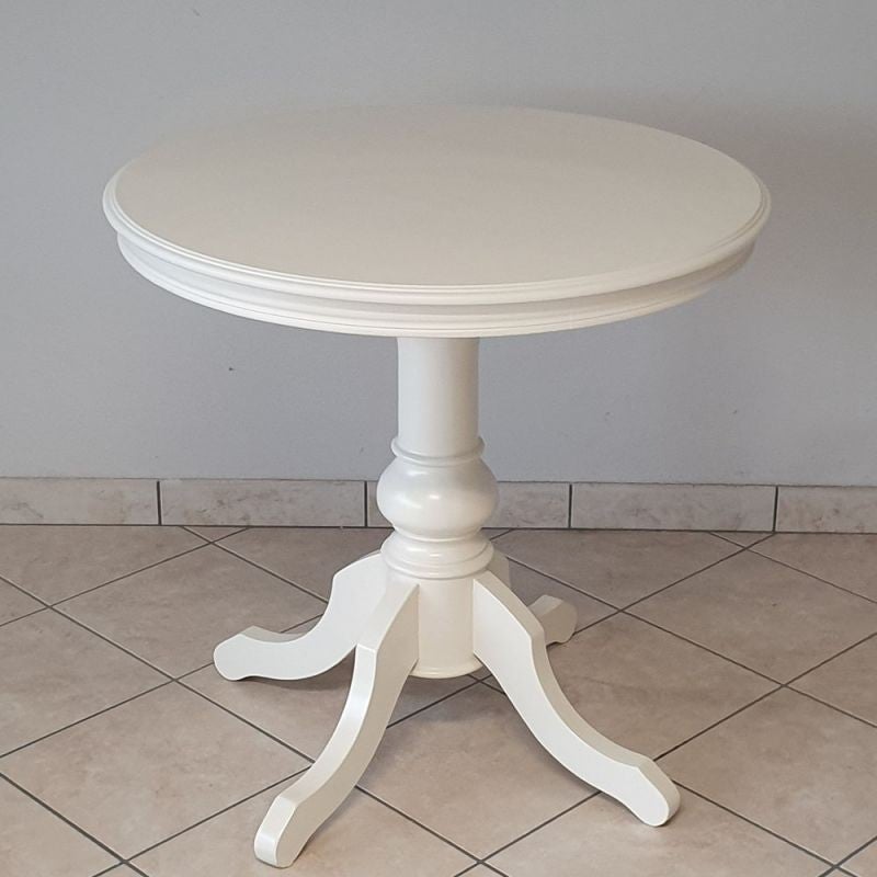 TAVOLINO ROTONDO SEMPLICE IN LEGNO SHABBY CHIC GAMBA TORNITA BIANCO ANTICATO | Leroy Merlin