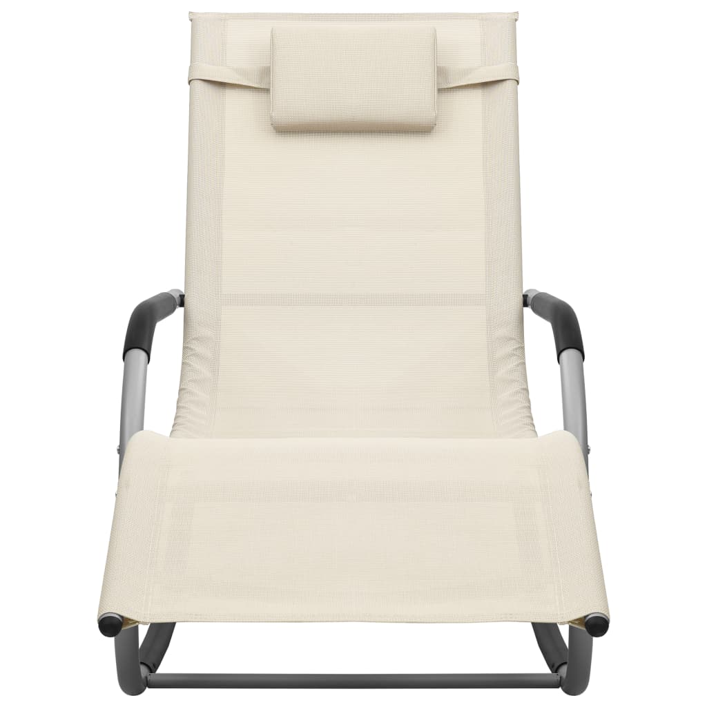 Chaise longue Textilène Crème et gris 2 - 2