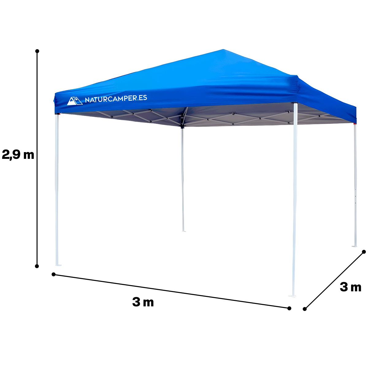 Carpa plegable 3x3m Naturcamper BEACH Azul para jardín, terraza o playa - 3