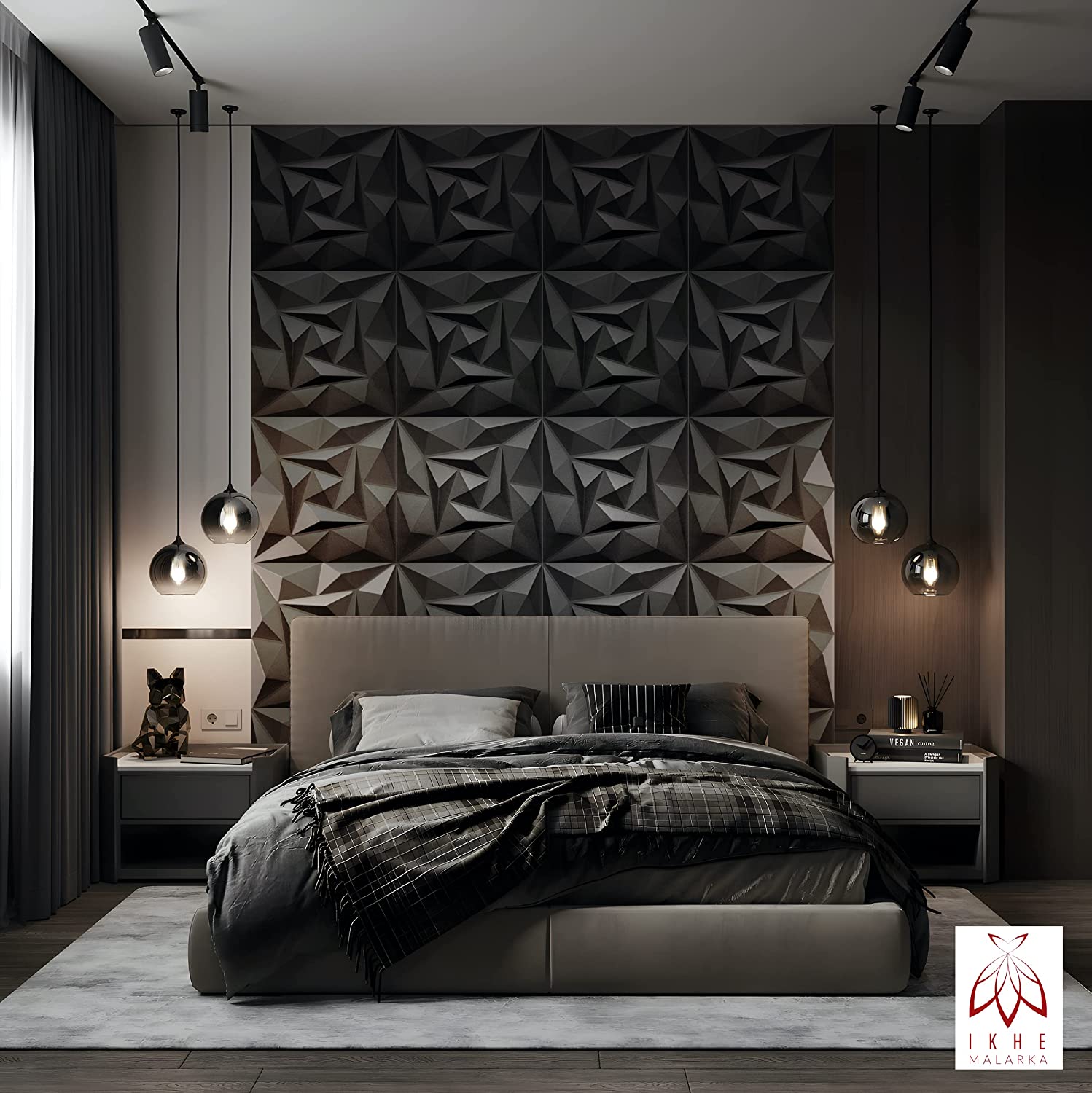 Panneaux muraux 3D décors revêtement mural panneaux de plafond POLYSTYRENE MATERIAL STYROPOR-TYPE 3mm force 8 pièces - 2m² Quarz Noir - 2
