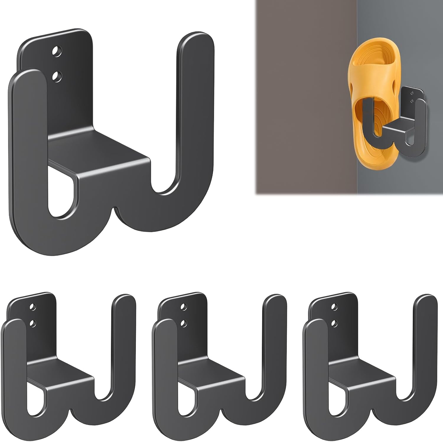 4-częściowy metalowy stojak na buty montowany na ścianie, wiszący organizer na buty, nie wymaga wiercenia, uchwyt na buty montowany na ścianie do kor
