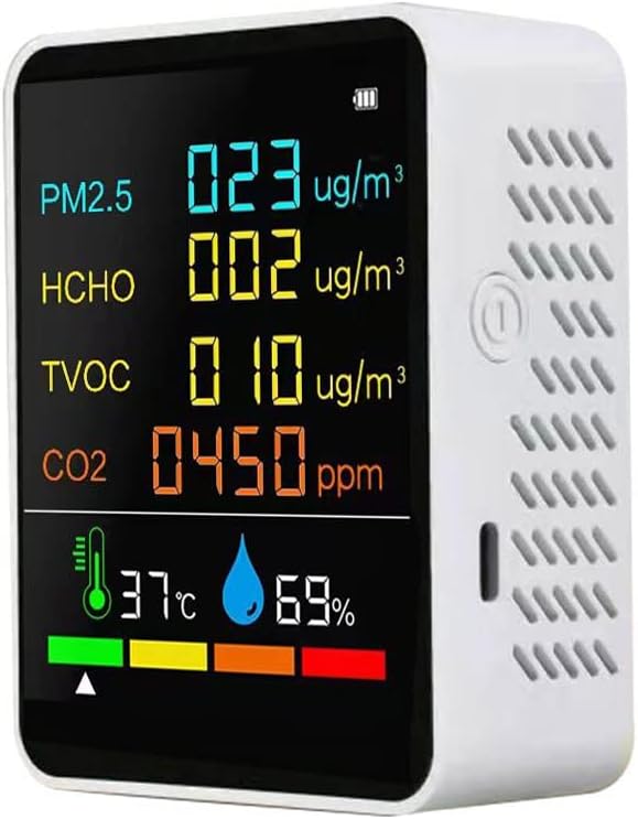 Moniteur Qualité Air 5 En 1 CO2 HCHO TVOC Température Humidité - Portable Avec Batterie 1200mAh
