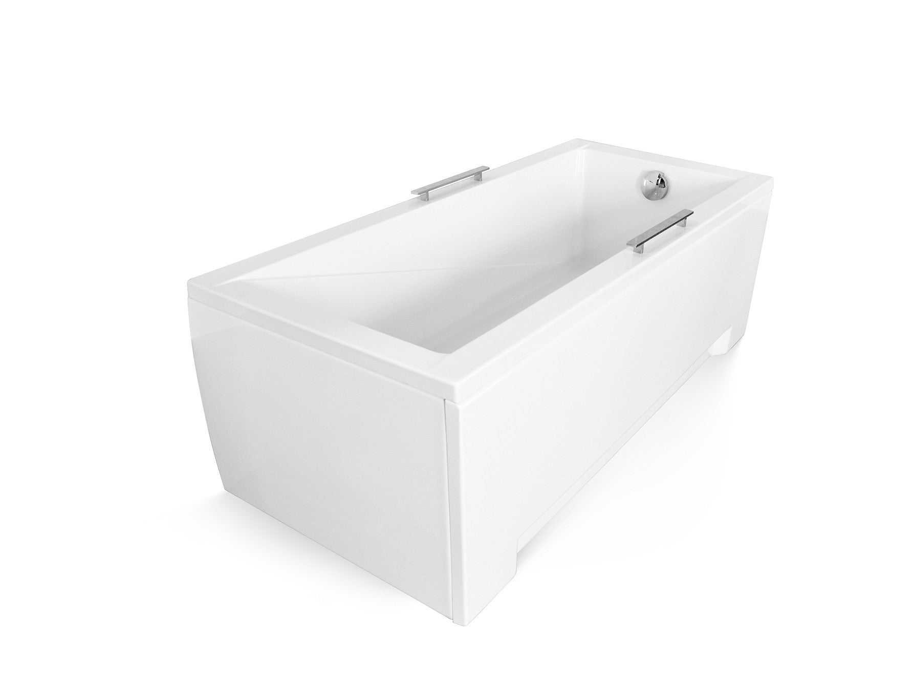 Baignoire rectangulaire 180x80 MODERN acrylique blanc + avec Tablier + Pieds + Vidage à chromé - 4