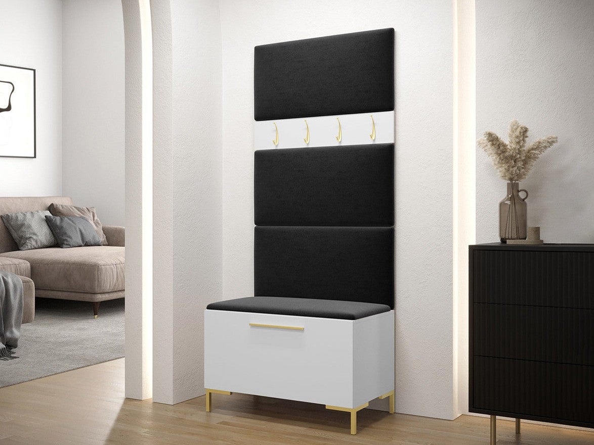 Conjunto para corredor Tivsoa 102, 196x84x46cm, Branco, Placa de aglomerado laminado, Tecido, Colocado, Montado na parede - 2