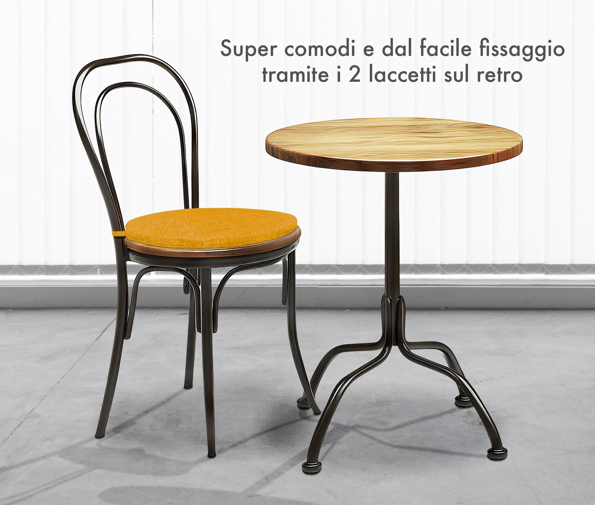 Cuscini Sfoderabili Cucina Pack 4 Cuscini Per Sedia Rotondi - Con Lacci E Cerniera - 35x3 Cm - Avorio - Made In Italy Cuscini Cucina Artigianali - 7