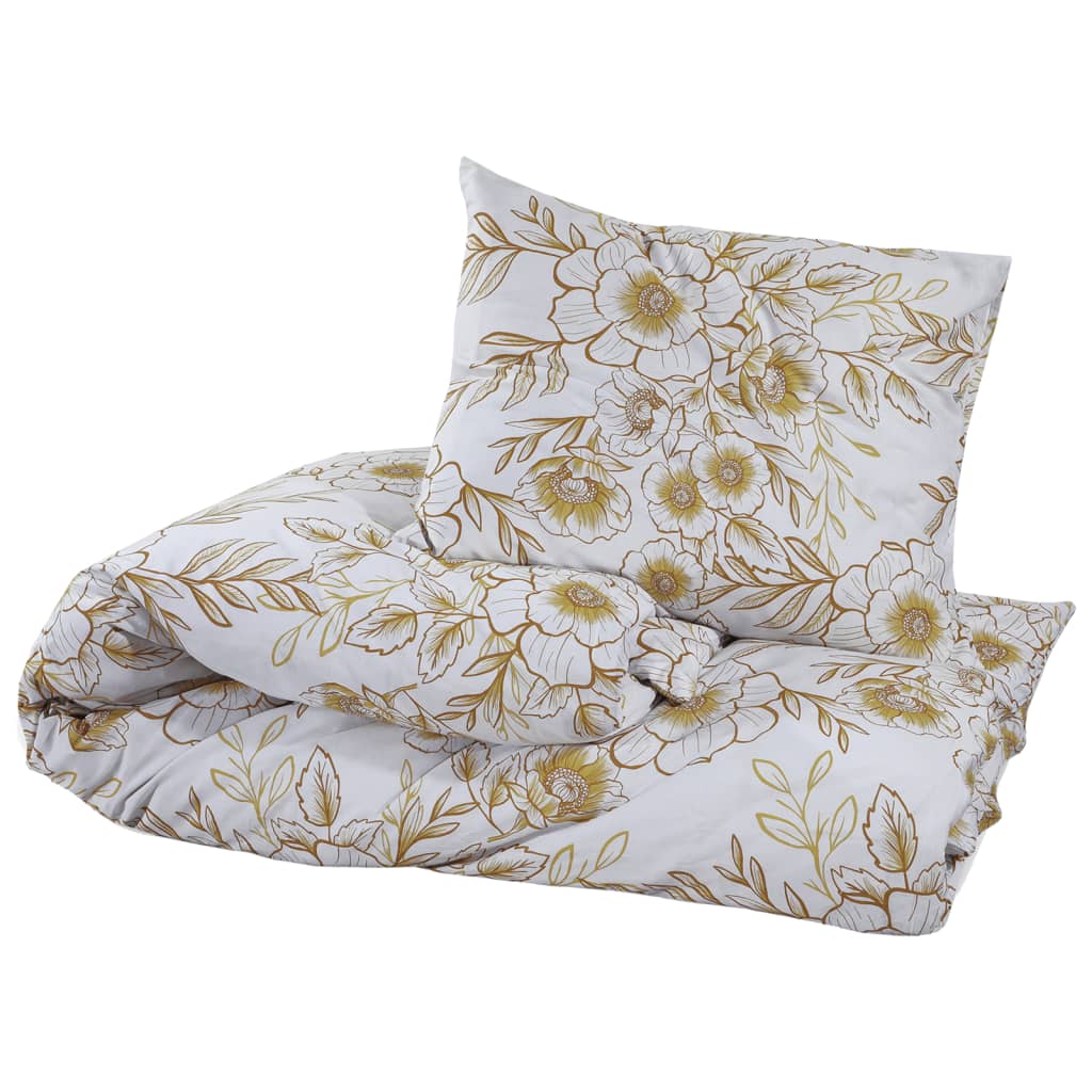Ensemble de housse de couette | Parures de lit blanc et marron 220x240 cm Coton CFW33367 - 3