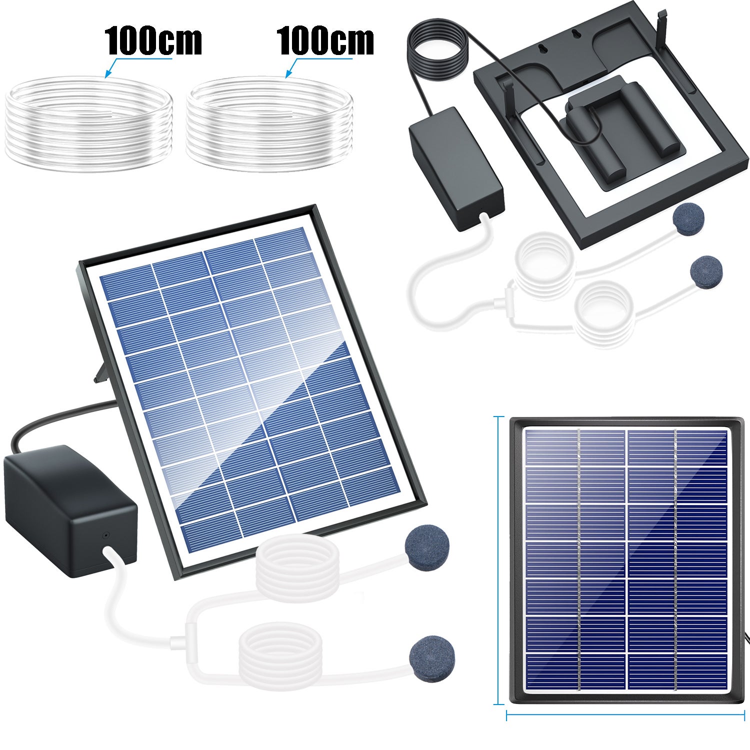 Aérateur solaire pour étang, pompe à air solaire, pompe à air hydroponique, aérateur solaire pour étang à poissons en plein air, aquarium - 7