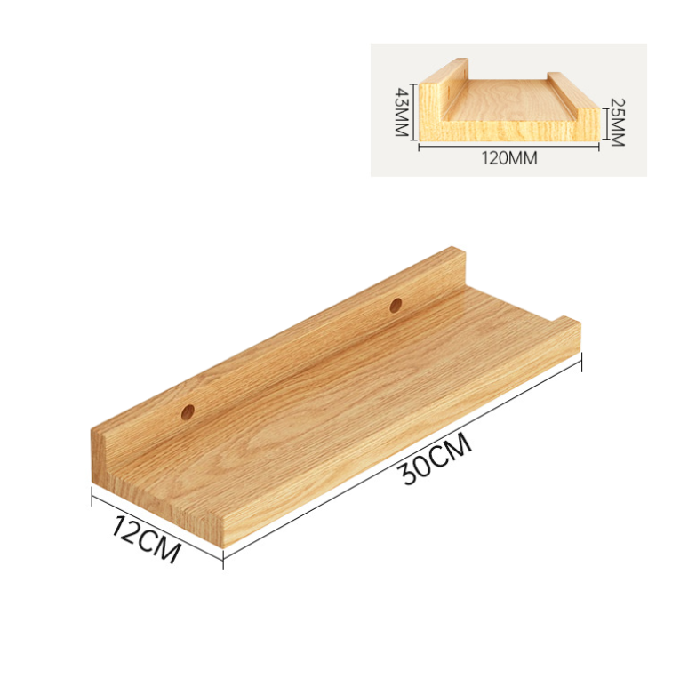 Étagère Murale, 30cm Étagère Flottante en Bois de chêne Massif, Rustique Etagere Bois pour Salon, Cuisine, Chambre, Salle de Bain - 2