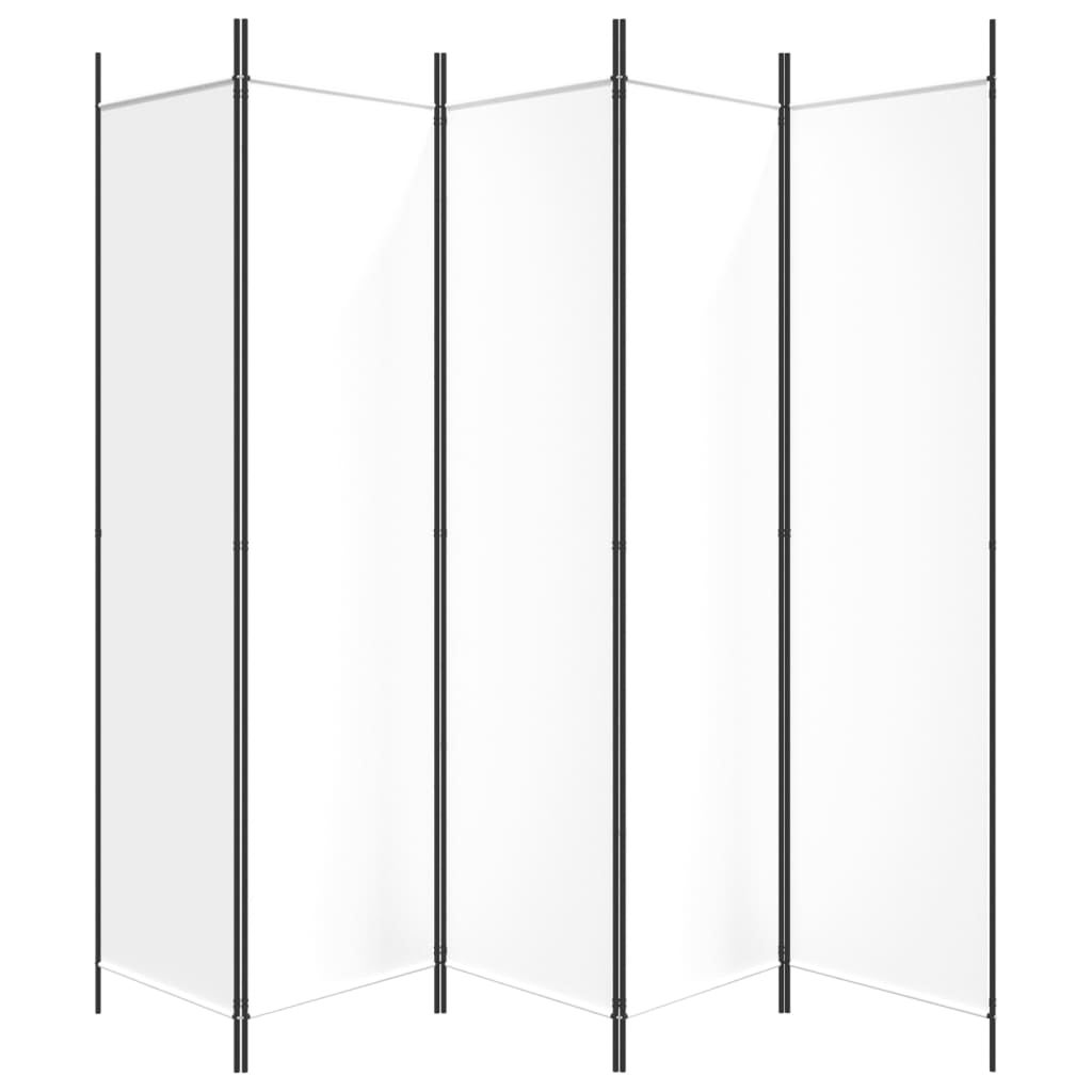 vidaXL Cloison de séparation 5 panneaux Blanc 250x200 cm Tissu - 4