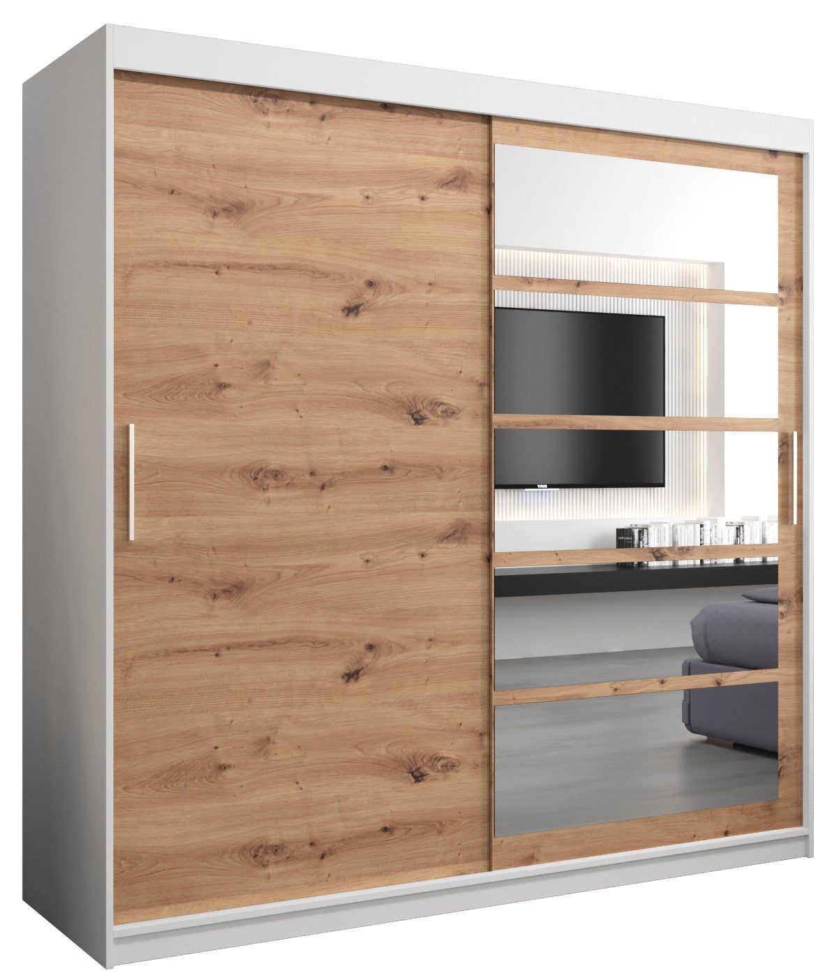 Szafa przesuwna garderoba ROMA 1 200 x 62 x 200 cm Biały + Artisan - Abiks Meble