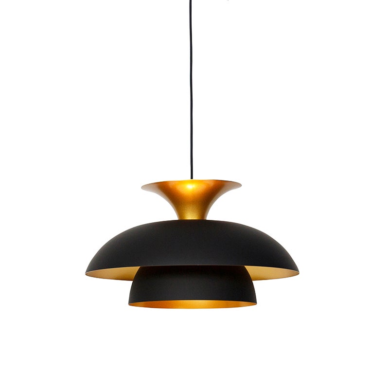 Qazqa nowoczesny lampa wisząca z kloszem (1 punkt) - Titus - czarny, okrągły, max. 60w, kompatybilny z żarówką LED, e27, 50cm