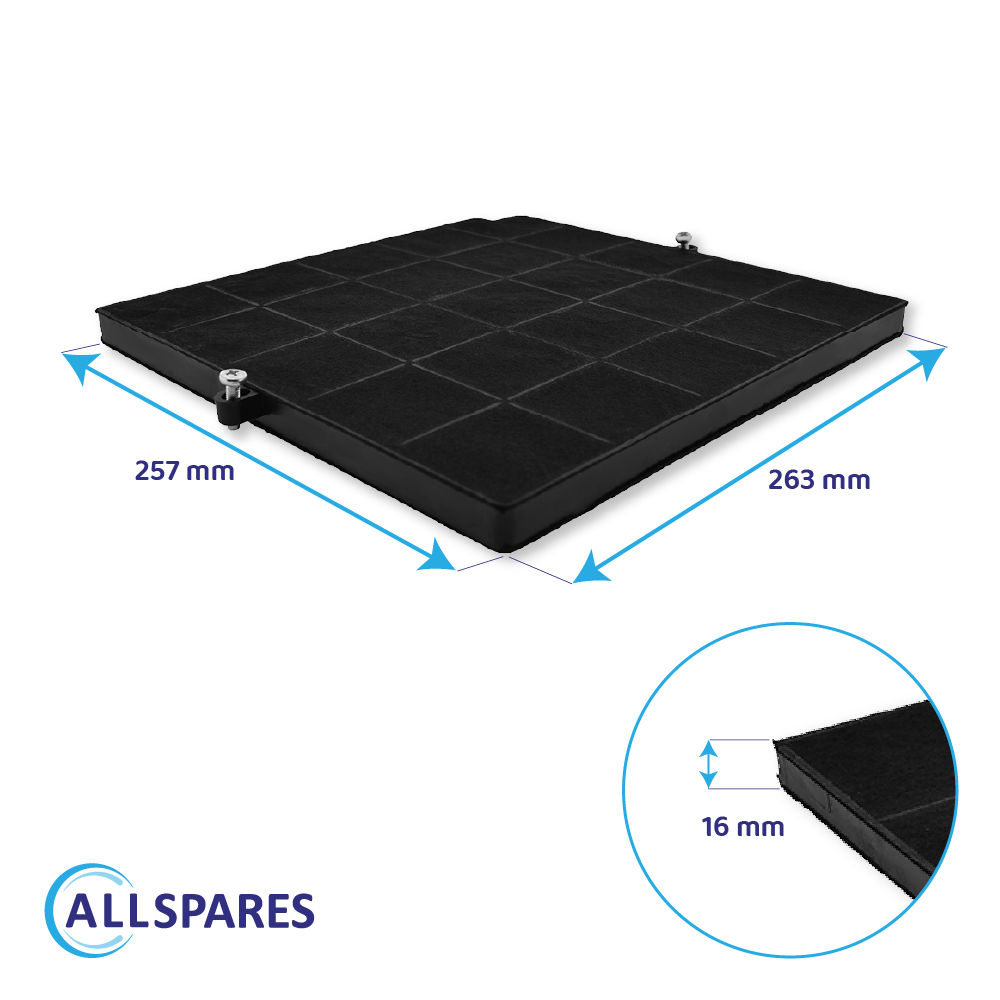 Filtre charbon AIRFORCE FC120 AFFCAF16CS 260X256X17 mm 480122100934 FC120, 50288593002, AMC981, 480122100934, 481249028007, F16 - 2