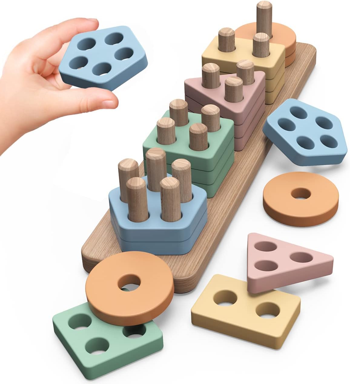 Regalo di Natale per bambini, registratore di cassa in legno fatto a mano, giocattoli educativi Montessori per bambini di 2 anni, regalo per attività per bambini piccoli - Italia