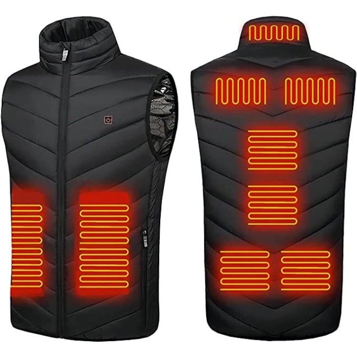 Gilet chauffant pour le corps, chauffage noir à neuf zones à double contrôle, connectivité USB, adapté aux hommes et aux femmes, 4XL noir - 3