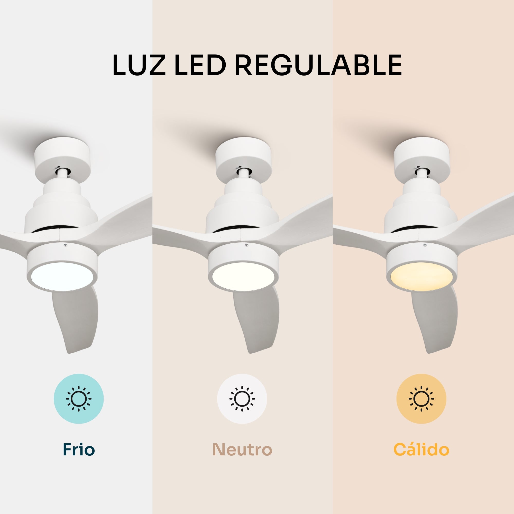 Mellerware - Ventilateur de plafond Brizy Bright | 30 W | 6 vitesses | Ultra silencieux | 3 pales Ø132 cm | Fonction été/hiver | LED | Blanc - 2