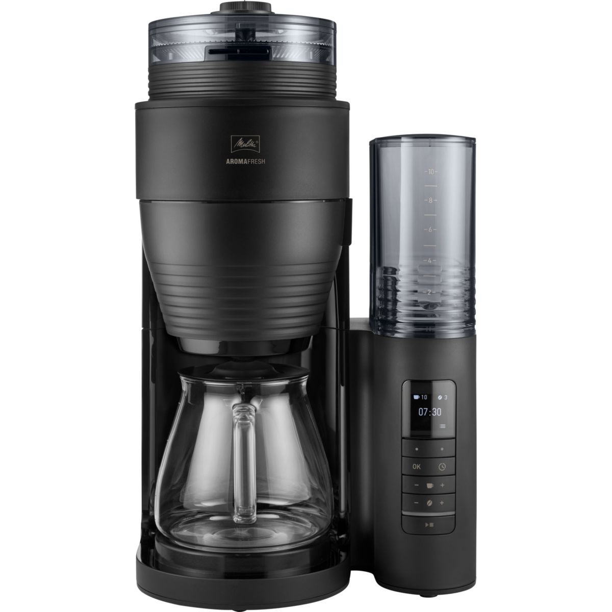Ekspres do kawy Melitta AromaFresh Glass Pro młynek ceramiczny 11 poziomów pojemność 10 filiżanek
