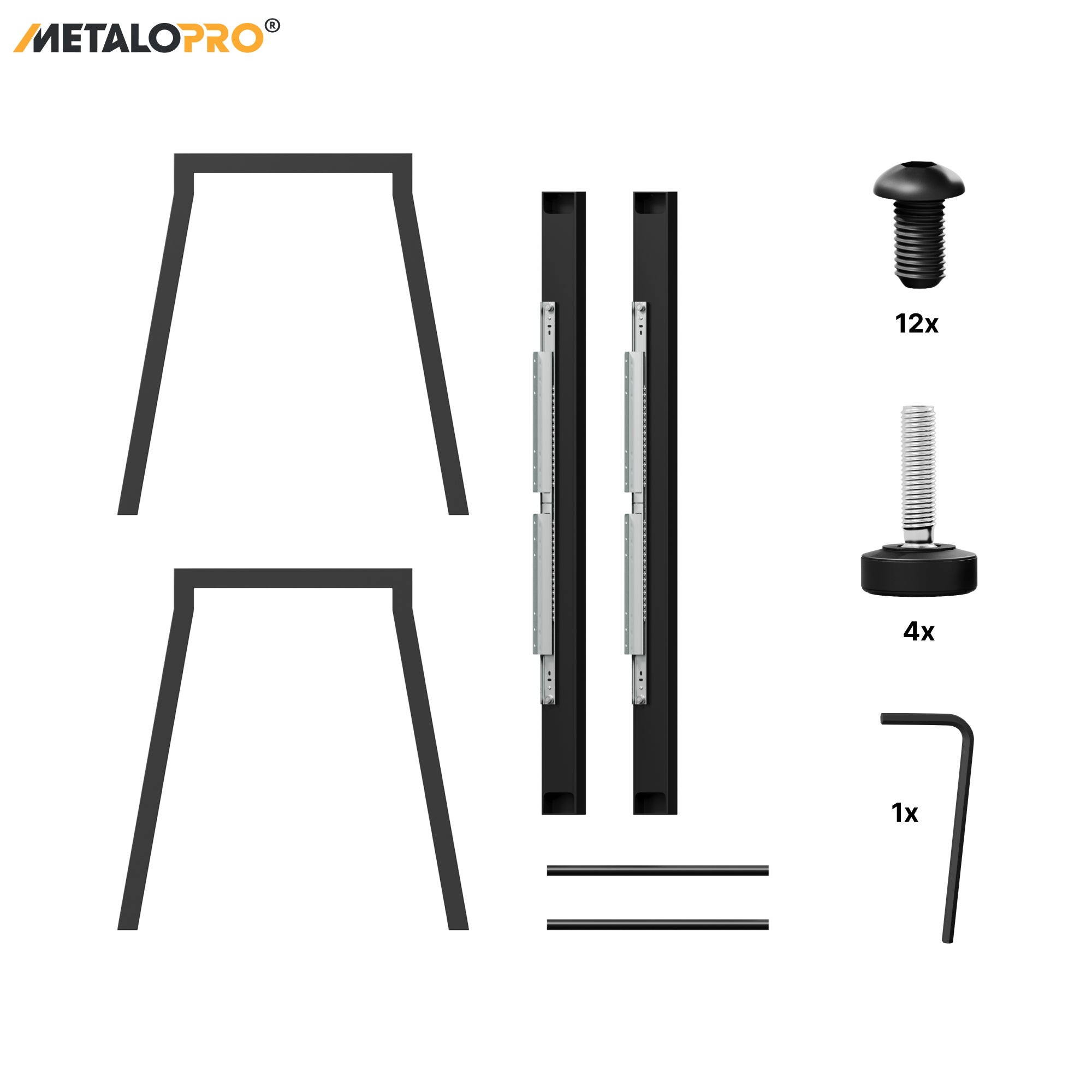 MetaloPro Thusia Split - Pied de table extensible trapèze, stable, parfait pour table à manger, salon ou cuisine, avec cadre en métal durable - 5