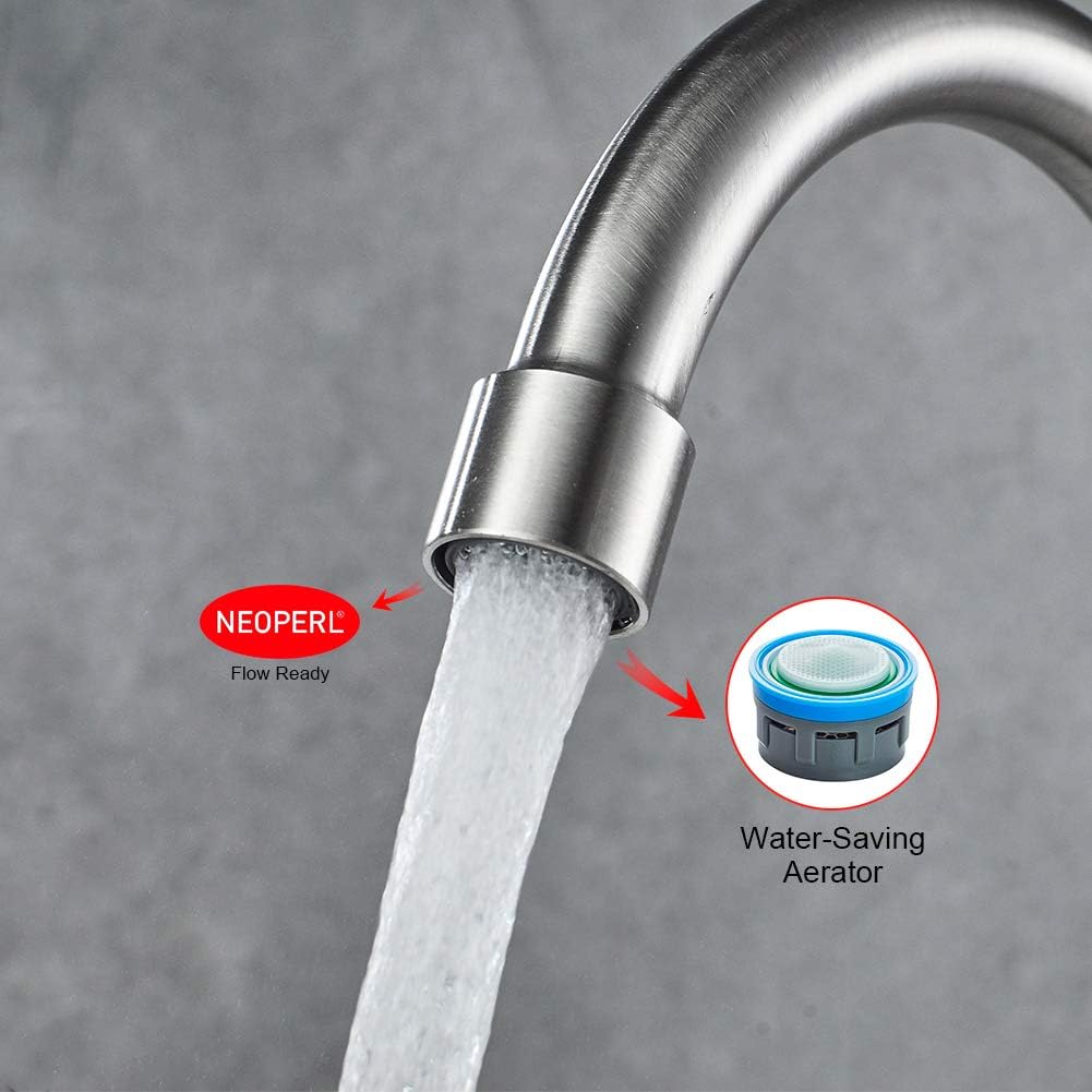 Robinet de cuisine, eau froide uniquement, robinet d'évier de cuisine à levier unique, pivotant à 360 °, économie d'eau en acier inoxydable - 5