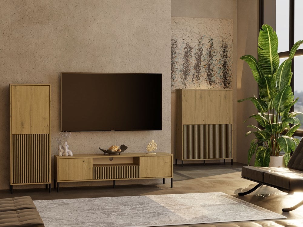 Szafka RTV, dąb Artisan, 164 x 47 x 40 cm - 3