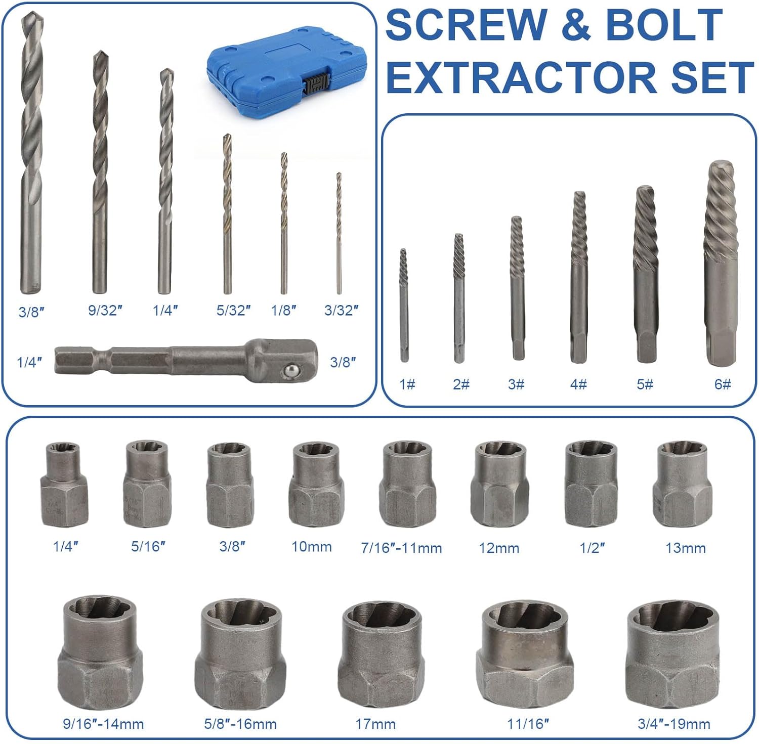 Set Punte Di Sicurezza Hiltex 61 Pezzi – Adattatore Magnetico, Codolo 1/4