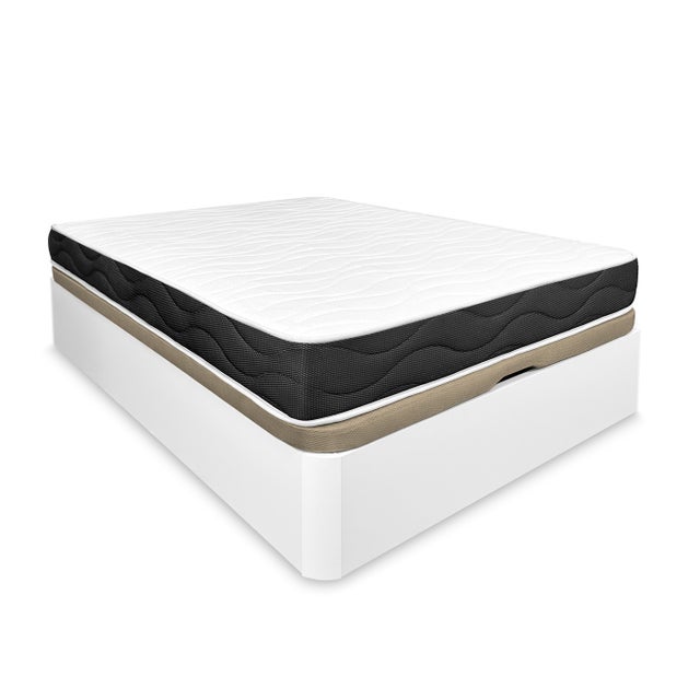 Pack Canapé Abatible Reforzado Blanco 135x190 cm + Colchón Viscoelástico Viscoblack (Incluye Envío + Montaje)