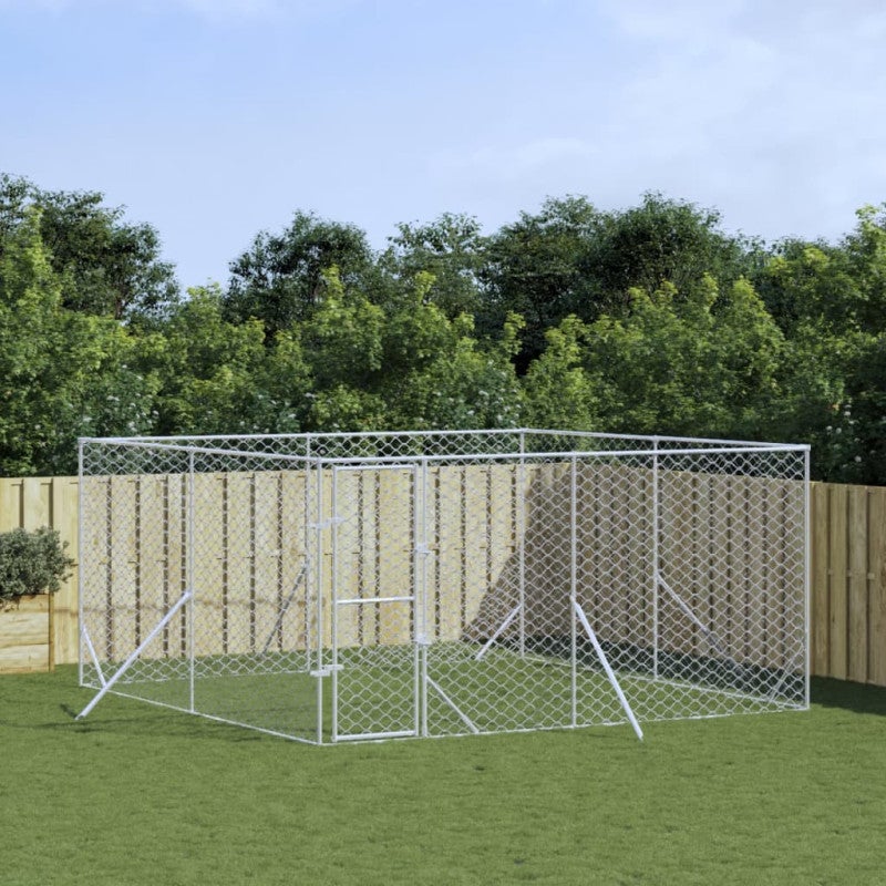 Kojec zewnętrzny dla psa, srebrny, 4x4x2 m, stal galwanizowana vidaXL