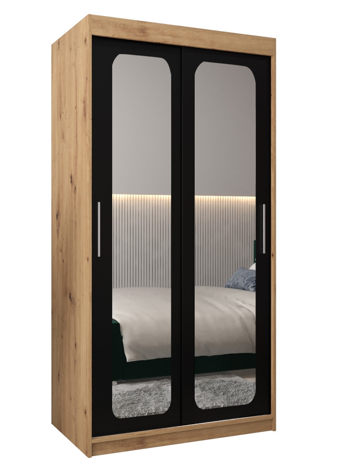 Szafa przesuwna garderoba PROMO T3 100 x 62 x 200 cm Artisan + Czarny - Abiks Meble
