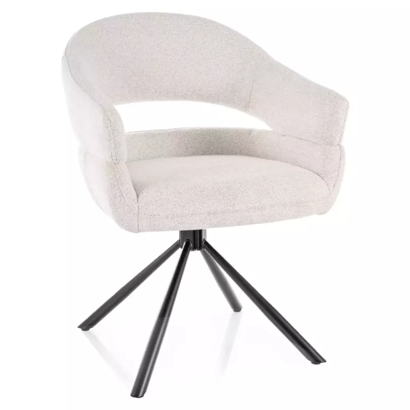 Chaise pivotante en tissu doux beige avec accoudoirs design, rotation ...