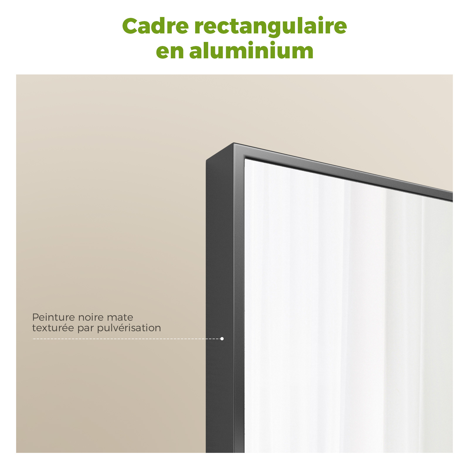 Espejo de cuerpo entero 160 × 40 cm – Espejo de pie y colgante con marco de aluminio negro, estilo moderno, para dormitorio, salón y pasillo - 3