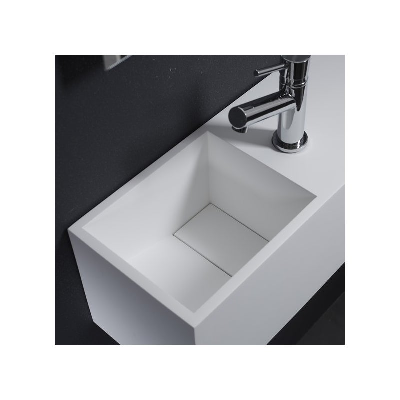 Lave-mains en solid surface Arezzo 54x20 cm avec espace de rangement - 3