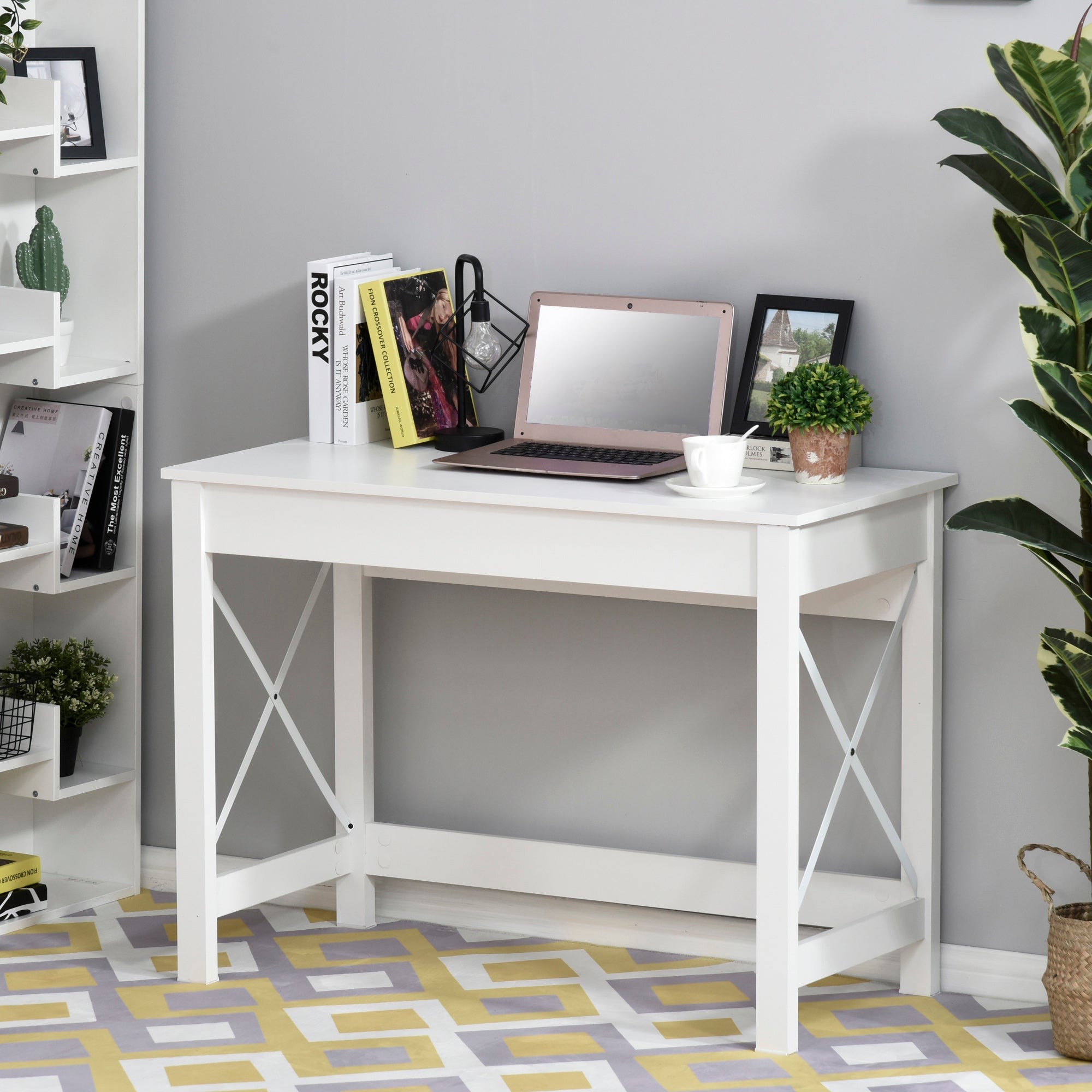 Bureau style moderne, blanc, 105x50x76 cm, table ordinateur, chambre ...