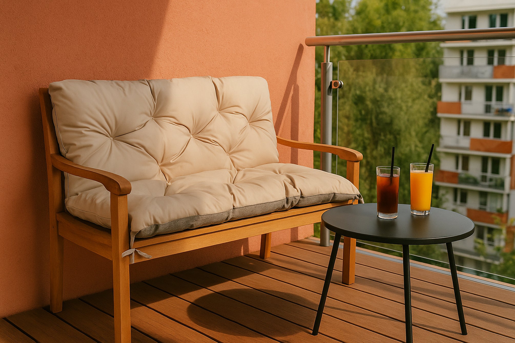 Cojín de banco 120x50x50cm, cojín de jardín para columpio Beige, cojín de jardín, cojín de paleta, cojín de jardín para banco de exterior - 4