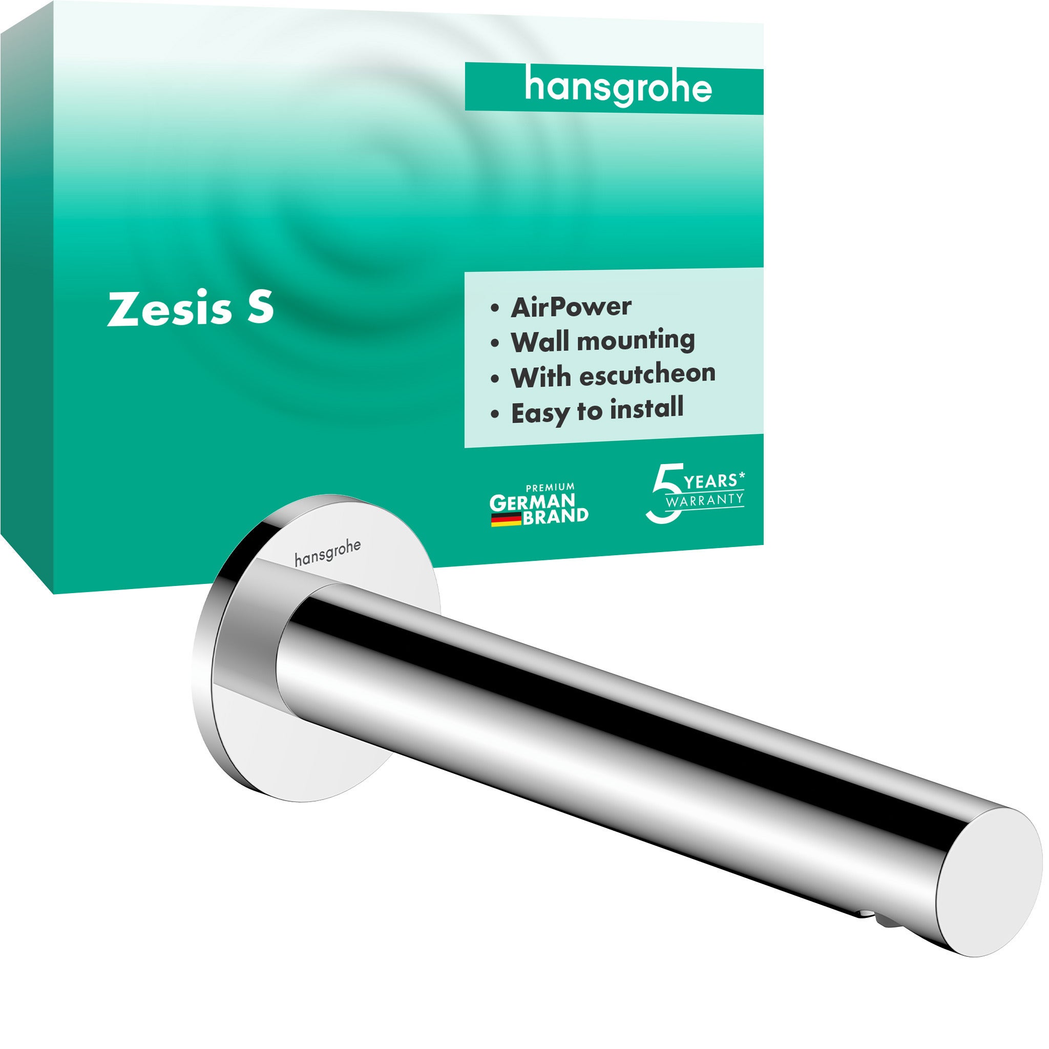 Hansgrohe Metropol Bec Déverseur Mural Pour Baignoire - Chromé 32543000 - Débit 28 L/min, Saillie 185 Mm, AirPower, QuickClean