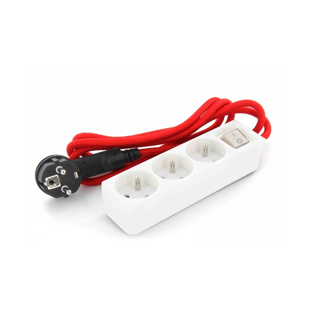 Mini multiprise 3x16A fiche plate - Rouge - Chacon