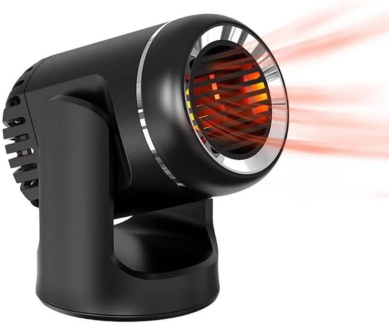 Ogrzewacz samochodowy, przenośny wentylator 12 V 150 W, szybkie ogrzewanie, odmrażacz szyby przedniej, obrót 360°, chłodzenie zimą (czarny)