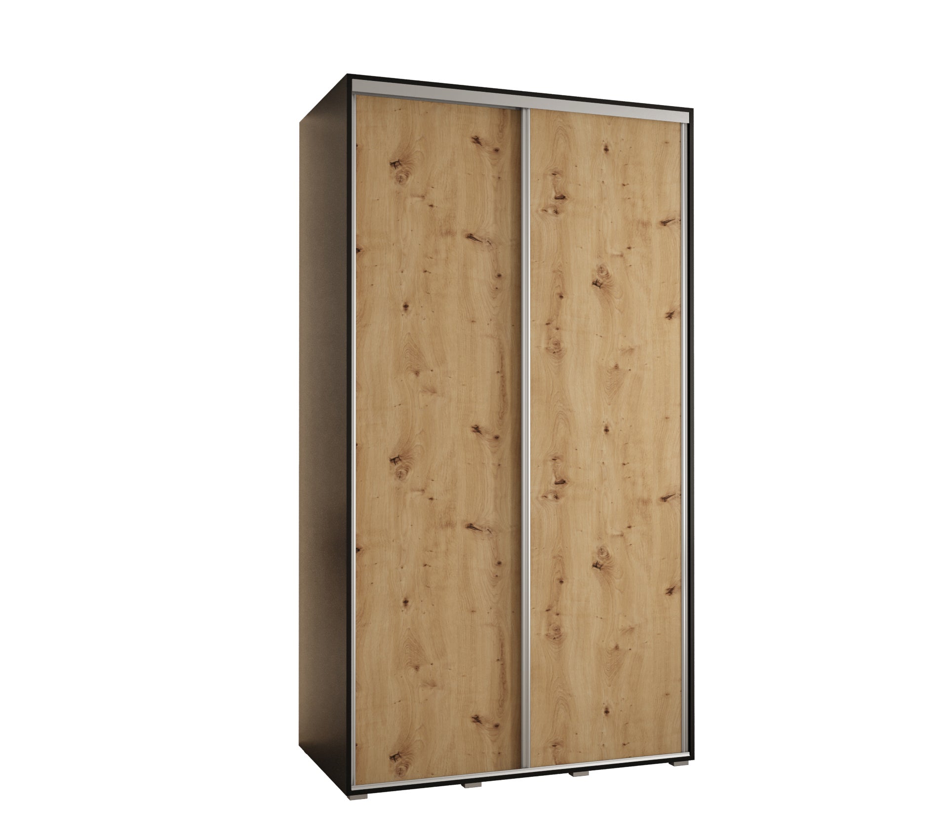 Szafa przesuwna wysoka Davos 1 140 x 60 x 235,2 cm czarny + artisan + u. srebrny - Abiks Meble