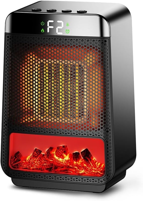 Grzejnik ECO PTC z ceramicznym grzejnikiem z timerem i nastrojowym oświetleniem 3D (do salonu, łazienki, biura)