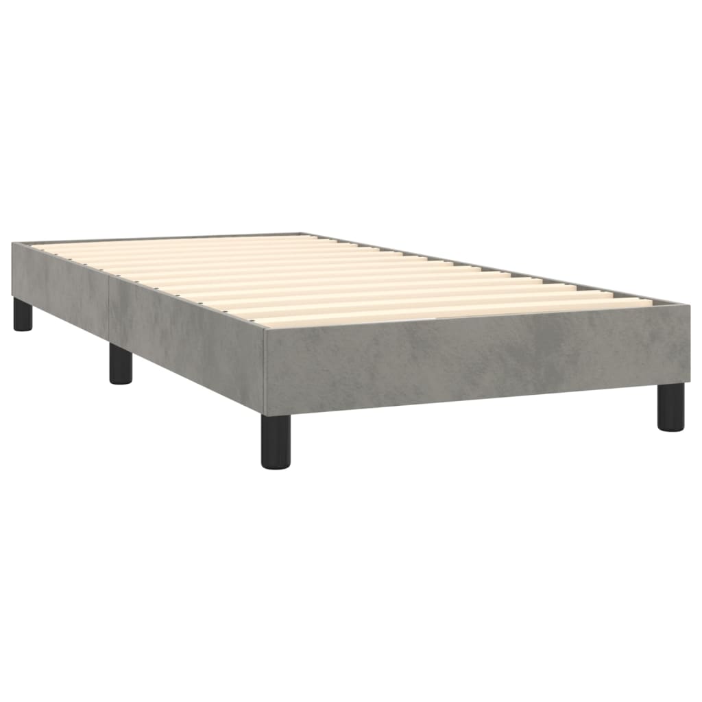 Maison Exclusive - Sommier à lattes de lit et matelas Gris clair 90x190 cm Velours - 4