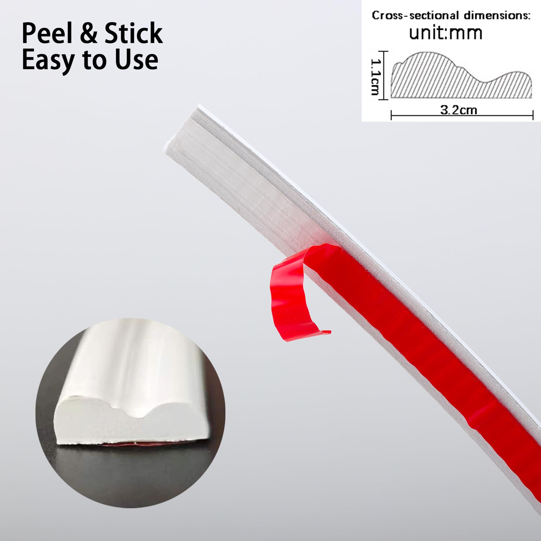 1 rouleau de 3 mètres de lignes autocollantes décoratives en PVC, bandes de bordure, adaptées à la décoration de la maison et à la protection des murs - 7