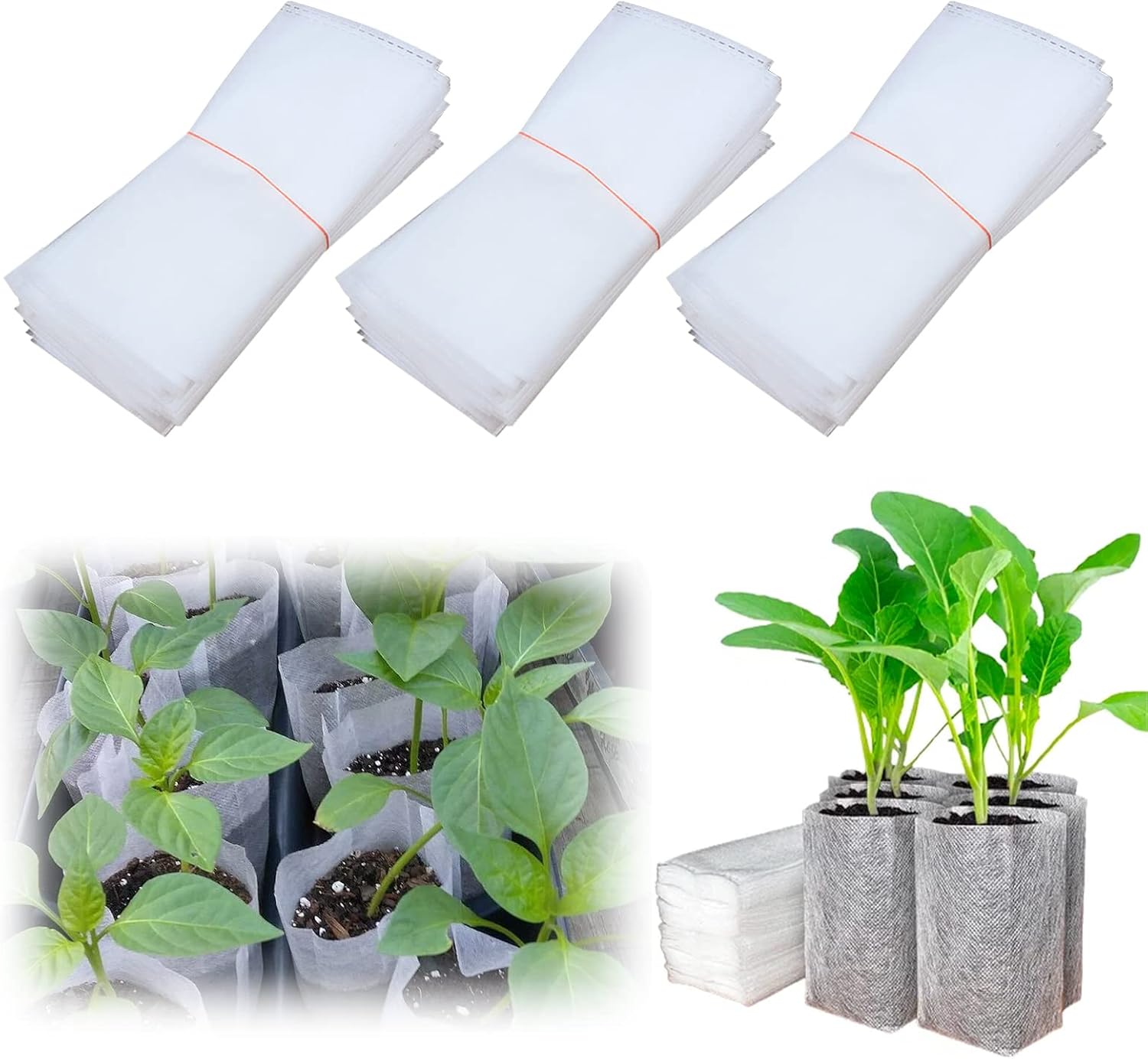 300 nietkanych torebek na rośliny - 12 cm x 15 cm, torebki do sadzonek, doniczki z tkaniny, torebki do sadzonek do szklarni dla ogrodów przydomowych