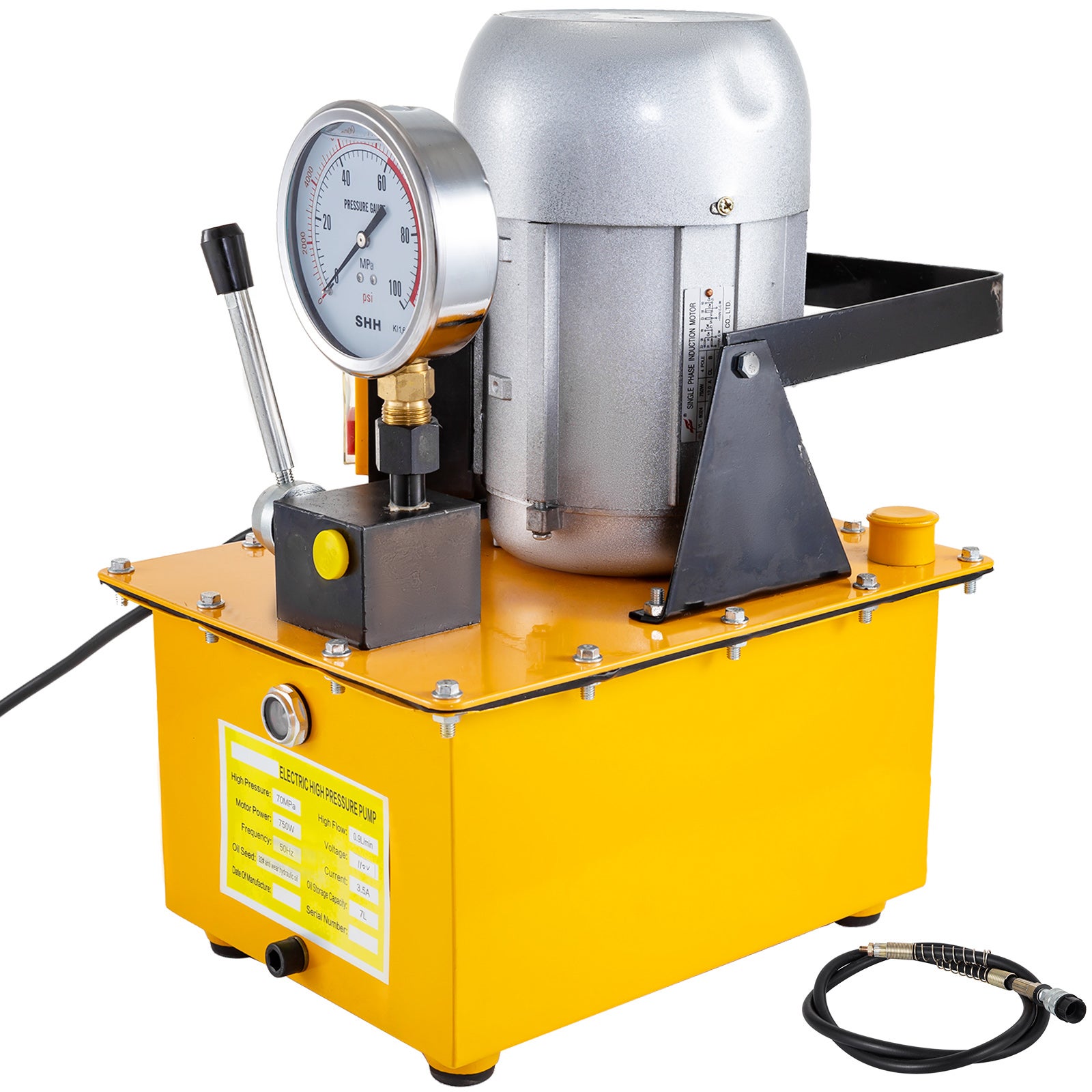 Pompa Elettroidraulica 750W Con Valvola Magnetica – 70 MPa, 7L Serbatoio, Per Sollevamento E Piegatura