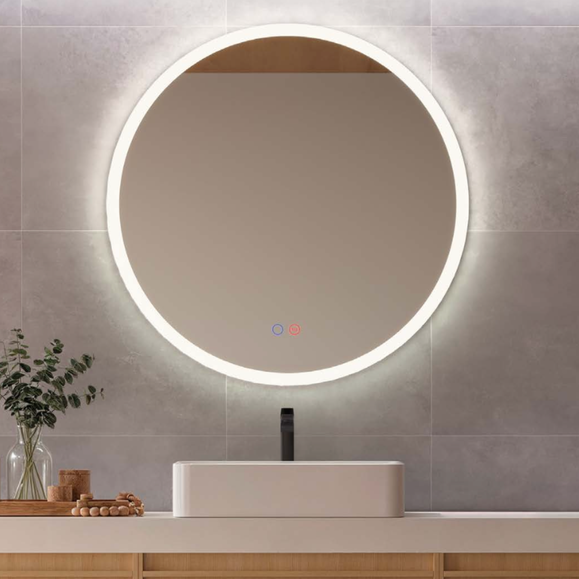 NETTLIFE Espejo De Baño Con Luz LED - Redondo 50 Cm LED, Mural