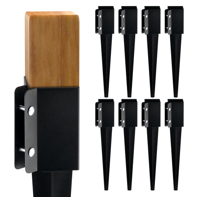 Piquet d'ancrage pour poteau de clôture,SucceBuy paquet de 8,24 x 4 x 4 pouces (diamètre extérieur),métal,revêtement en poudre noire,pour