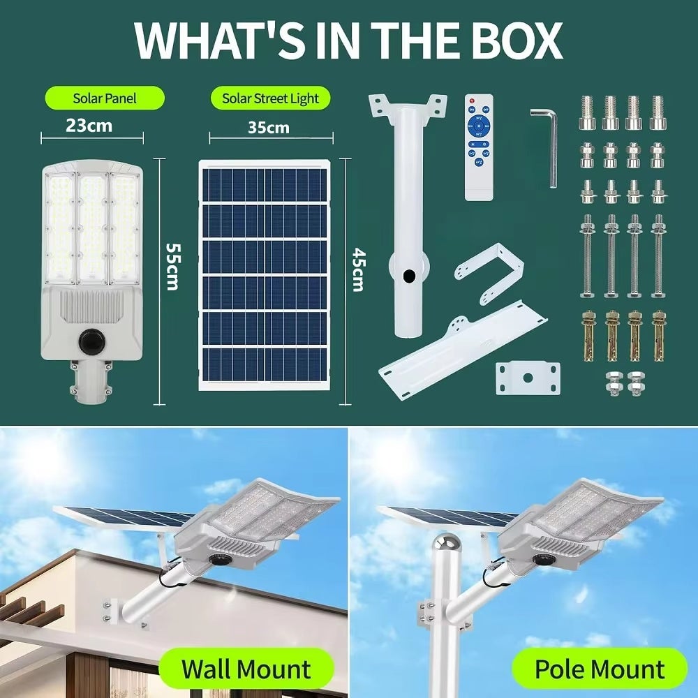 Farola solar de 5000 W, se ilumina automáticamente desde el anochecer hasta el amanecer, proyector solar, lámpara solar, IP67-6500 K - 5