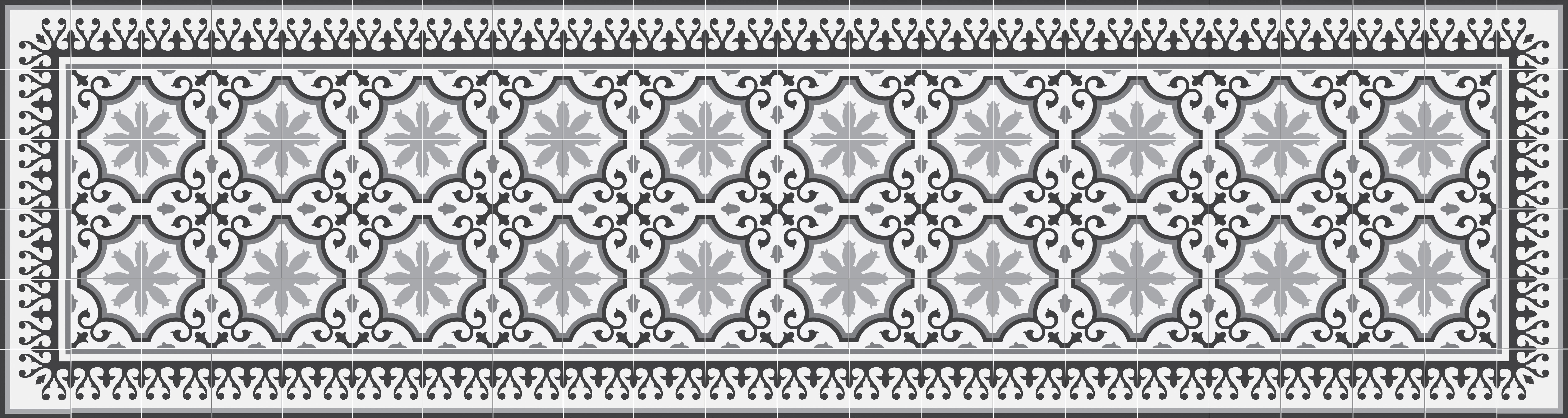 Dywan winylowy Parisian 80x300 cm - antypoślizgowy PVC, winylowy do kuchni lub salonu, zmywalny, styl hydrauliczny, szary