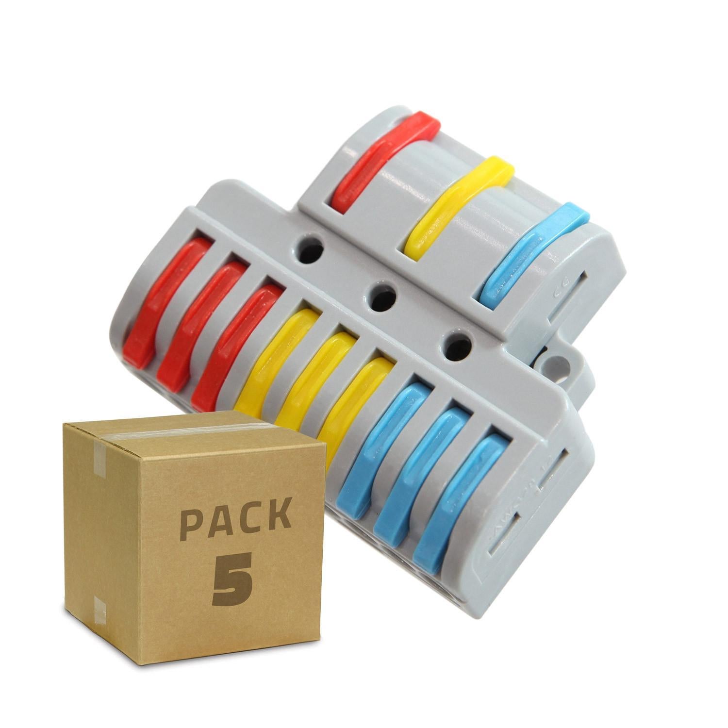 Pack De 5 Conectores Rápidos SPL-42 - 2 Entradas Y 4 Salidas, Para Cables De 0.08-4 Mm², Color Gris