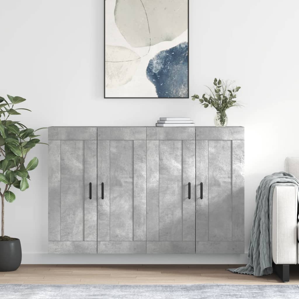 Armadietti A Parete 2 Pezzi, Grigio Sonoma, In Legno Multistrato, Con Anta In Vetro, 69,5x34x90 Cm Cadauno